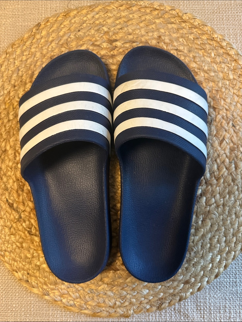 adidas Kids Navy and White Slide Sandals
